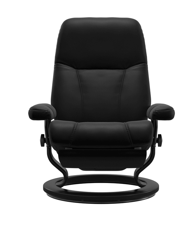 Stressless Sessel Consul Power in Leder schwarz mit Holzgestell in schwarz
