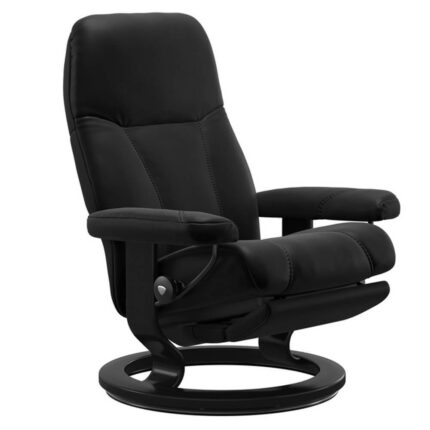 Stressless Sessel Power in Leder Batick schwarz, mit elektrischer Funktion, Holzgestell schwarz gebeizt