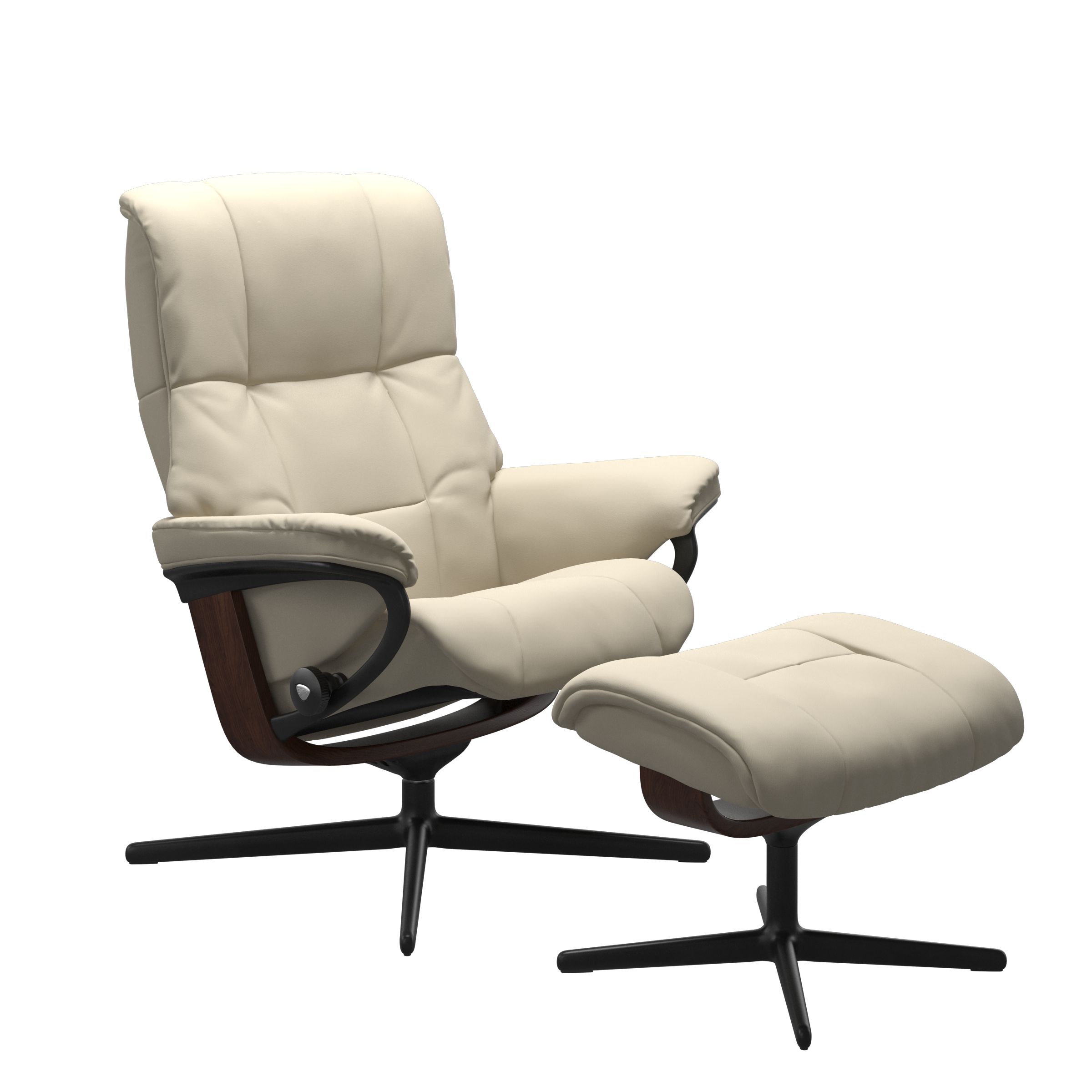 Stressless Modell Mayfair mit Cross base in Metall schwarz und Holz braun, bezogen in Leder Batick cream