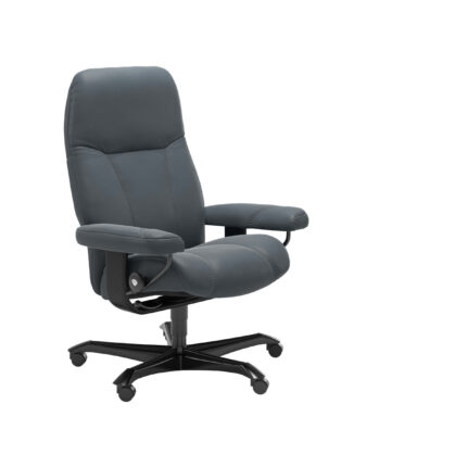 Stressless Home Office Bürostuhl Consul in Leder Batick Atlantic Blue mit Gestell in schwarz