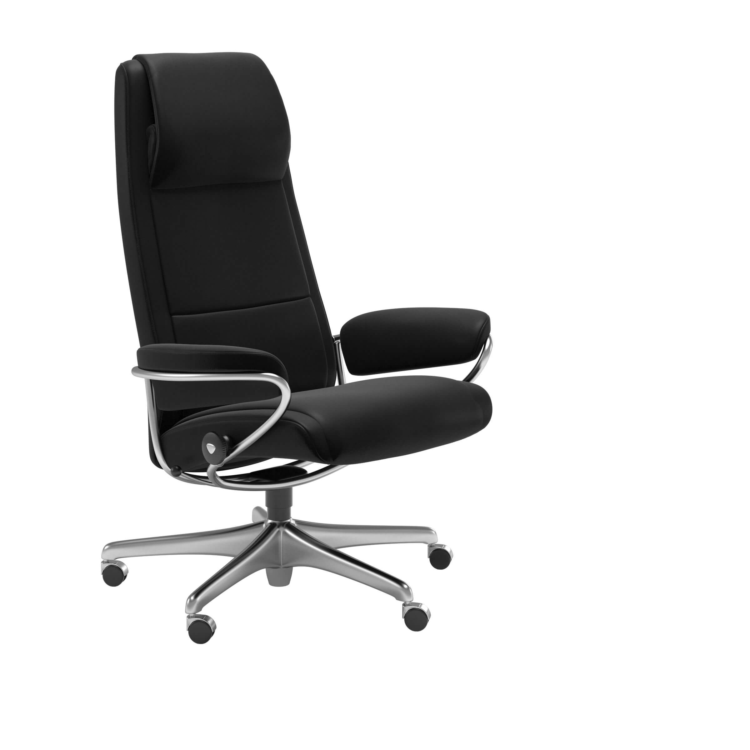 Stressless Home Office moderner Bürostuhl mit hoher Rückenlehne, bezogen in schwarzem Leder