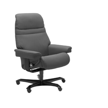 Stressless Home Office Bürostuhl Sunrise in Leder Batick Grau mit Untergestell in schwarz